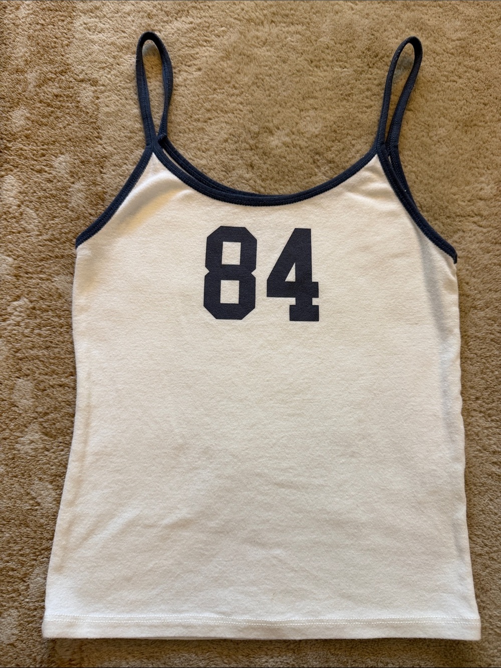 Brandy Melville White Camisole with Navy Trim and '84 Graphic